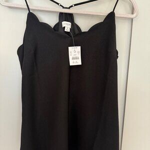 J Crew women's scalloped cami tank top black size 4 NWT new G3367 camisole
